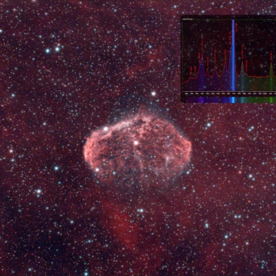 NGC 6888 – der Mondsichelnebel und das Spektrum seines Zentralsterns WR 136